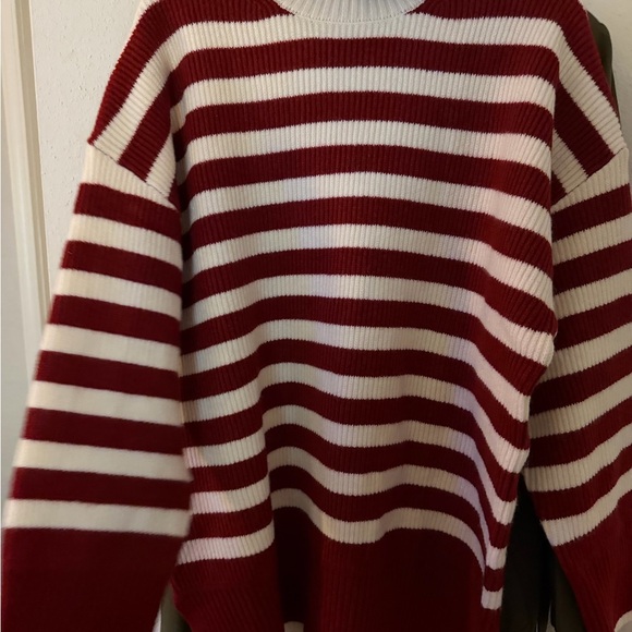 Mango Red and White Striped Turtleneck Sweater - Picture 5 of 5